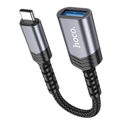 Купити Кабель-переходник HOCO UA24 Type-C male to USB female 3.0 converter Metal Gray