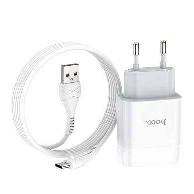 Купити Мережевий зарядний пристрій Hoco C73A Glorious dual port charger set(Type-C) White