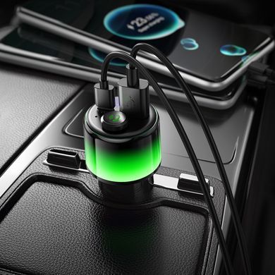 Купити АЗП з FM-модулятором HOCO E166 Path 42W(1A1C) car BT FM transmitter Black