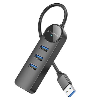 Купити Адаптер Borofone DH6 4-in-1 1 Gigabit Ethernet USB to 3xUSB2.0+RJ45 20 см Black