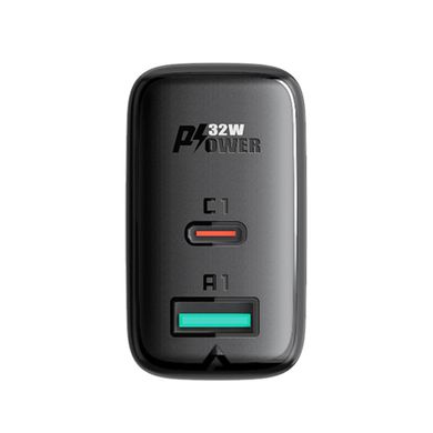 Купити Мережевий зарядний пристрій ACEFAST A5 PD32W(USB-C+USB-A) dual port charger Black