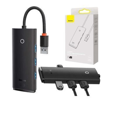 Купити USB-Hub Baseus Lite Series 4-Port USB-A HUB Adapter (USB-A to USB 3.0*4) 25cm Black