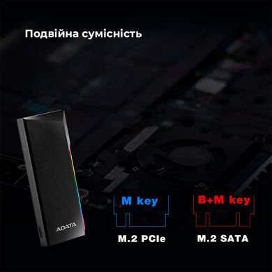 Купити Зовнішня кишеня для накопичувача A-DATA EC700G для SSD M.2 PCIe/SATA USB3.2 Gen2 Type-C Black