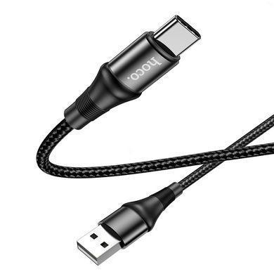 Купити Кабель HOCO X50 USB to Type-C 3A, 1m, nylon, aluminum connectors, Black