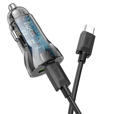 Купити Автомобильное зарядное устройство Hoco Z47A set(C to C) USB-A/Type-C Transparent black
