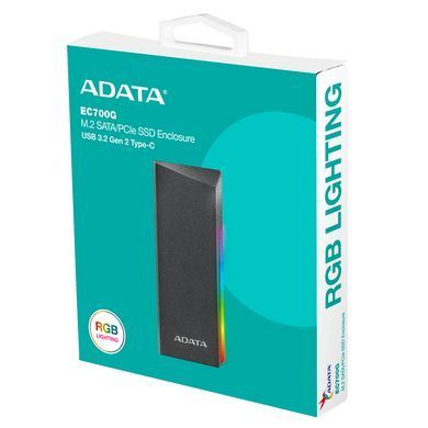 Купити Зовнішня кишеня для накопичувача A-DATA EC700G для SSD M.2 PCIe/SATA USB3.2 Gen2 Type-C Black