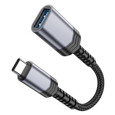 Купити Кабель-переходник HOCO UA24 Type-C male to USB female 3.0 converter Metal Gray