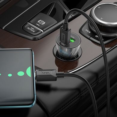 Купити Автомобільний зарядний пристрій Hoco Z47A set(C to C) USB-A/Type-C Transparent black