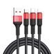 Кабель HOCO X26 Xpress один на три зарядных кабеля iP+Micro+Type-C Black+Red